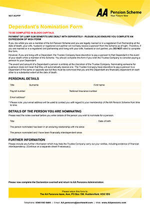 Dependant’s Nomination Form